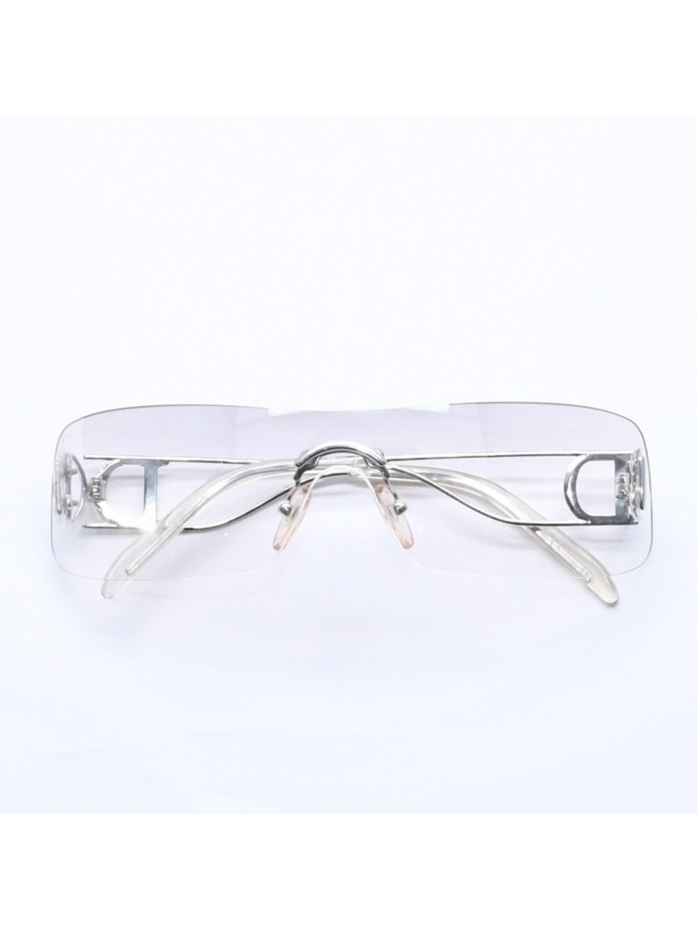 Dior Miss Ella Rimless Sunglasses Shield Gray Silver Eyewear
